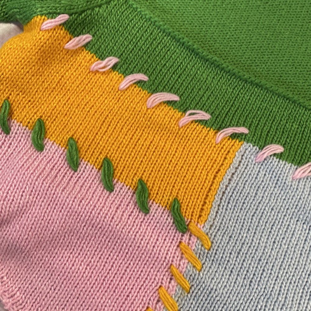 Shein • Adorable Patchwork Cropped Sweater - Picture 6 of 14